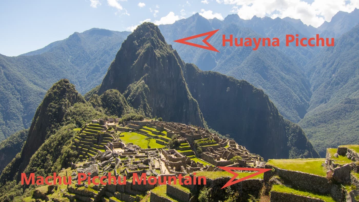 Panoramic view of Machu Picchu archaeological citadel, agricultural terraces and Huayna Picchu mountain (2,430m / 7,972 ft)