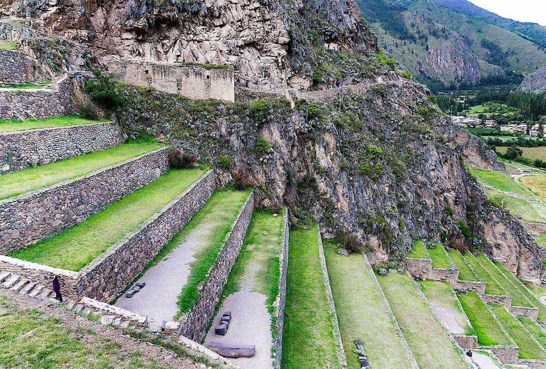 Pre-Incan ceremonial horned fortress of Waqrapukara perched on sheer canyon cliffs