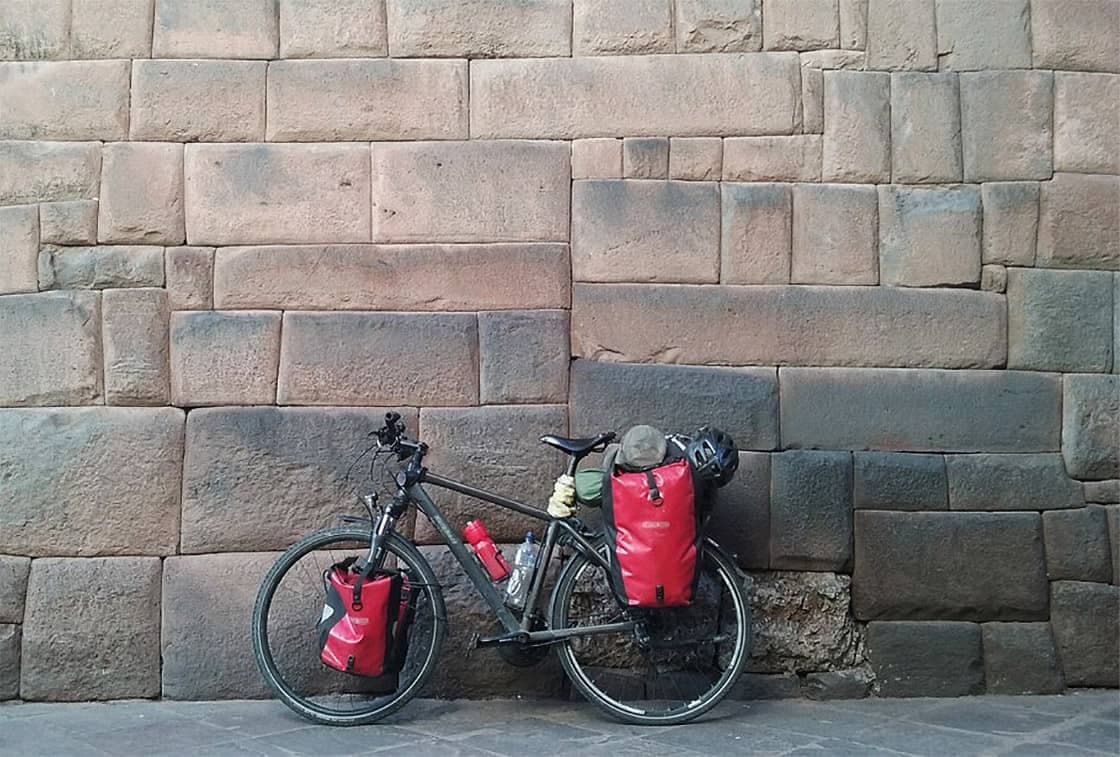 Biking gear preparation at Abra Malaga pass overlooking the high jungle valley