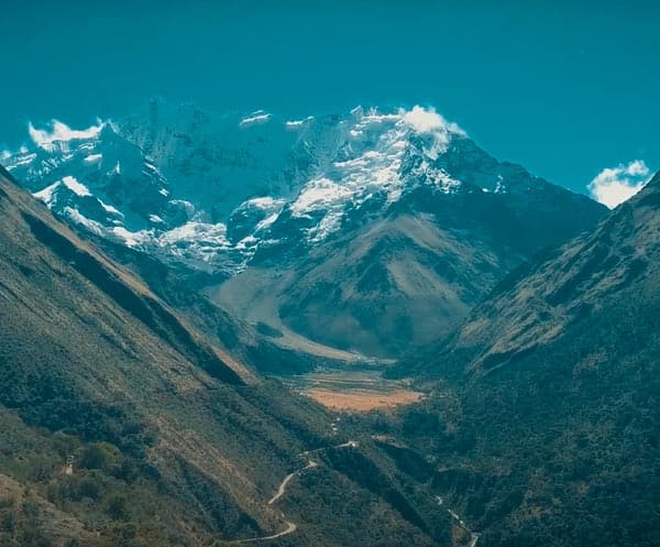 Humantay Turquoise Glacier Lake Trek - View 2 | Daspe Travel Snowcapped peak of sacred Mount Salkantay (6,271m) towering over the high alpine valley