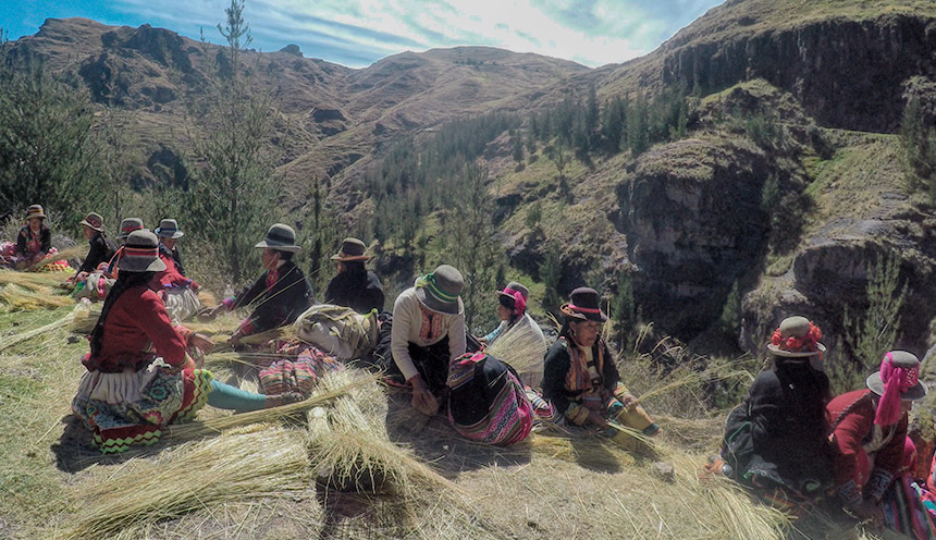 woman making the strings