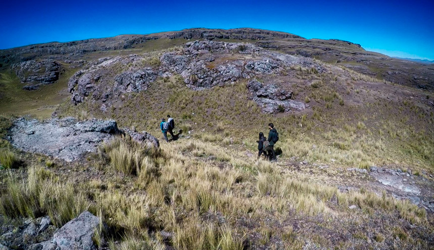 walking during the wakra pukara tour in cusco